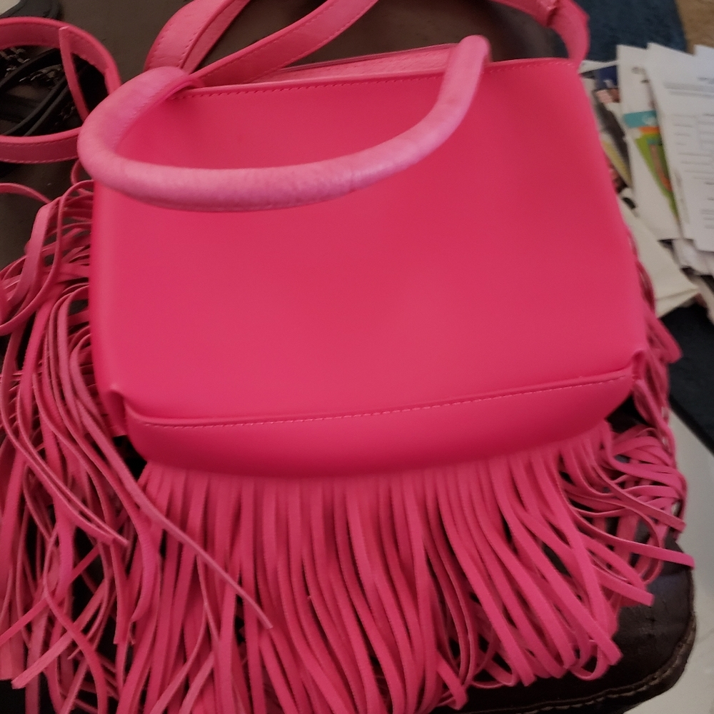 Fringe, hot pink purse
